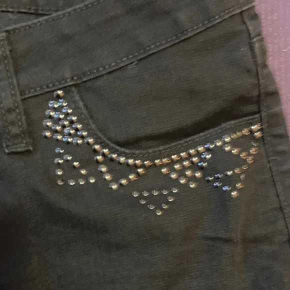 City Streets Black Studded Jean Shorts - Picture 3 of 6